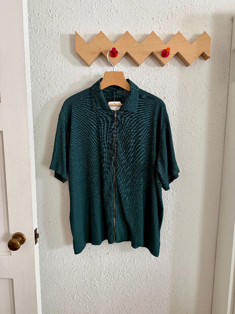 Assembly Ny - Mens Medium Green Plaid Zip Camp Shirt - New W/ Tags — image 2 of 8